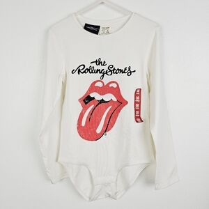 Zara Kids Collection White Rolling Stones Bodysuit NWT